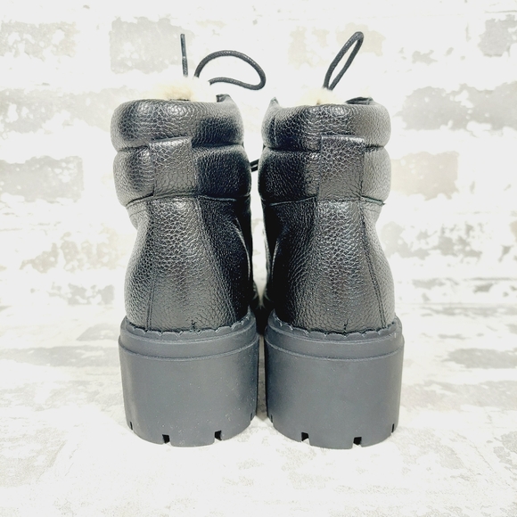 NEW Marc Fisher LTD Black Leather Nairy Lace Up Hiking Boots E581 - Picture 6 of 13